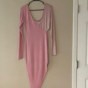 Women’s Naked Wardrobe two-toned pink sparkly dress, size large